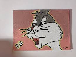 Meme no looney tunes bugs bunny grey. Meme Bugs Bunny Painting Etsy