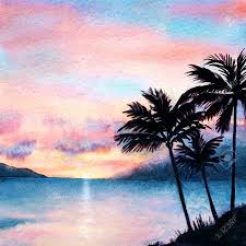 The latter mixed in with your sunset colors may work well for silhouettes in the foreground too. Pink Sunset Clouds Painting Painting Inspired