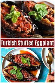Karniyarik Is A Classic Turkish Stuffed Eggplant Recipe Delicious Eggplants Are Stuffed With A Tasty Ground Beef Pep Turkish Recipes Eggplant Recipes Recipes