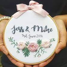 Personalised Wedding Gift Wedding Gift Floral Wall Art Etsy Embroidery Hoop Art Wedding Embroidery Hoop Wedding Embroidery