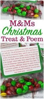 I've included two sizes of printables for tags or to put in a frame and display with little cups of m&m's. M M Christmas Poem Printable Included Christmas Poems Christmas Party Treats Diy Christmas Treats
