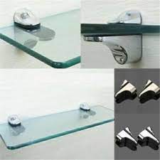 Sale 2pcs Glass Shelf Support Clamp Brackets Clip Polished Chrome Shelves V1 Fashion Home Garden Homedcor Glass Shelf Brackets Metal Shelves Glass Shelves