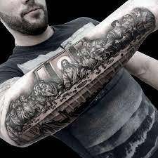 Black and grey christian theme tattoo on full sleeve. Top 101 Christian Tattoo Ideas 2021 Inspiration Guide