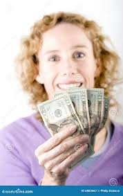 Dollars in Hand stock image. Image of saving, gift, woman