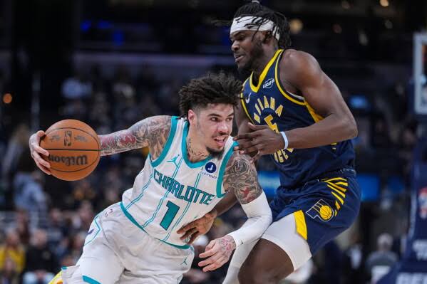 LaMelo Ball conducting Charlotte's offense, AI generated