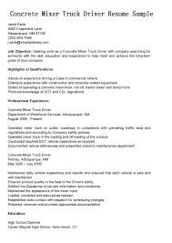 concrete mixer truck driver resume sample