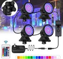 4Pack Submersible 36LED RGB Spot Lights for Underwater Pool Fountain IP68  Remote