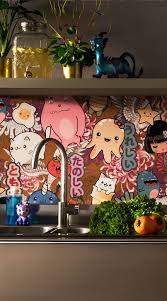 Kawaii Carrelage Mural Decore D Inspiration Japonaise Kawaii Carrelage Papier Peint