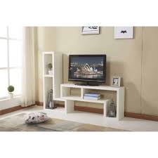 White Modern Tv Cabinet Furniture Stand 2 L Shaped Shelves Storage Dreams Outdoors The tv stand has three levels.