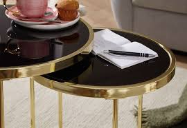 Vor allem stauraum ist gefragt: Wohnling Design Satztisch Cora Schwarz Gold Beistelltisch Metall Glas Couchtisch Set Aus 2 Tischen