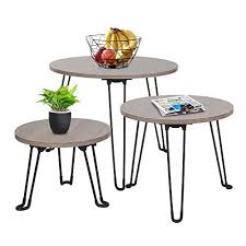 Cocoarm Nesting Tables Foldable Round Coffee Table Modern Wood End Side Desk Nightsta Round Coffee Table Modern Modern Wood Coffee Table Nesting Coffee Tables