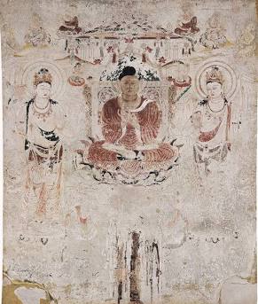 法隆寺金堂壁画 第6号壁（阿弥陀浄土図）（AI 生成）