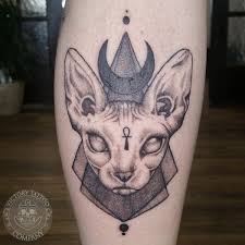 Small ancient egyptian faraon sphinx gods art illustrative tattoo design. Victory Tattoo Co On Twitter Sphinx Cat Tattoo Done By Chloe Plymouth Tattooartistmagazine Dotwork