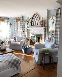 Spring Grey And White Buffalo Check A Touch Of Blue And Wood Accents With Fresh Gre Blue Living Room Color Farm House Living Room Farmhouse Decor Living Room