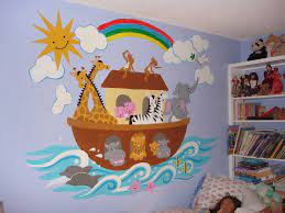 Noah S Ark Large Paint By Number Wall Mural In 2021 Noahs Ark Nursery Nursery Mural Noahs Ark Wall Decor