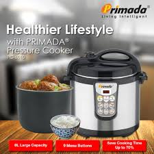 Primada 6 liter triple pots pressure cooker pc6030 (1 non stick pot + free 2 stainless steel pots + 1 steam rack). Primada Speedy Intelligent Nakada Group M Sdn Bhd Facebook