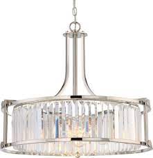 Vintage crystal chandelier ceiling pendant fixtures light hanging lamp lighting dining living room. Krys Polished Nickel Crystal Drum Pendant Light Vintage Bulbs 25 Wx20 H