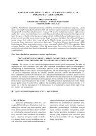 Pdf Manajemen Implementasi Kurikulum Strategi Penguatanimplementasi Kurikulum 2013