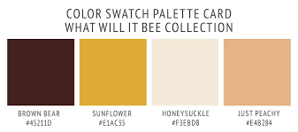 Color Swatch Palette Card For Cute Bumble Bee Collection With Hex Codes Yellow Peach Brown Cream Bee Gender Reveal Cream Color Palette Color Palette Yellow