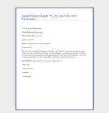 Request Letter For Certificate Format Sample Letters