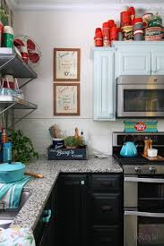 We will be using a lot of white in our space along with pops of gold and natural brass, though our cabinet colour is a lighter grey than this quite dramatic charcoal tone. Kristy S Vintage Kitchen Refresh Before And After Before And After