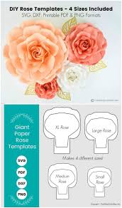 Make giant paper sunflowers out of cardstock with the free printable pattern or the free svg cut files. Giant Paper Rose Tutorial And Flower Templates Svg Dxf And Printable Pdf In 2021 Paper Rose Template Paper Flower Patterns Paper Roses