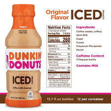 Dunkin Donuts Bottled Iced Coffee Nutrition Facts Dunkin Donuts Iced Coffee Coffee Calories Dunkin Donuts Nutrition