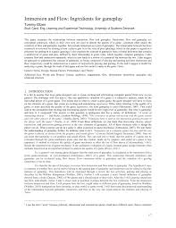 The example of work immersion venues are offic es,. Pdf Immersion And Flow Ingredients For Gameplay