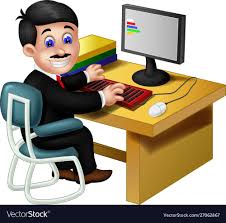 Funny Employee Man Working With Computer Cartoon Vector Image Cartoons Vector Funny Employee Cartoon