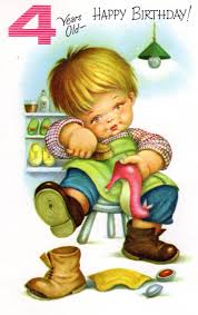 Homemade Birthday Card For 4 Year Old Boy Pin By Cindy J Escamilla On Art Styles Old Birthday Cards Vintage Birthday Cards Vintage Birthday