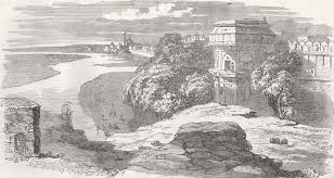 palace, antique print, 1858