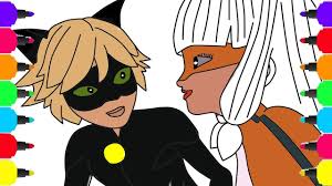 Ladybug and cat noir are talking. Miraculous Ladybug Coloring Pages Cat Noir And Volpina Drawing And Coloring For Kids Youtube