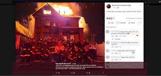 Brenende häuser bilder kostenlos zum ausdrucken. Detroit Feuerwehr Posiert Vor Brennendem Haus Welt