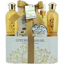 Coffret Soin Pour Le Bain Luxury Argan Oil Gloss Le Coffret A Prix Carrefour In 2020 Bath Gift Set Rose Wine Bottle Argan Oil