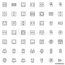There are currently 15 types of domestic electrical outlet plugs in use worldwide, each of which has been assigned a letter by the us department of commerce international trade administration (ita), starting with a and moving through the alphabet. Electric Plug And Socket Line Icons Set Linear Style Symbols Collection Outline Signs Pack Vector Graphics Set Includes Icons As Power Switches Type Electrical Socket Toggle Switch Turn On Light Stock Vector