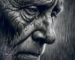 elderly homeless person's face ...