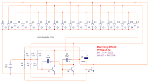 Led Chaser Circuit Using Transistors Led Running Light Circuit Circuit Diagram In 2020 Circuit Diagram Transistors Circuit