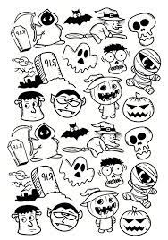 With these halloween doodles, you can celebrate the happy halloween's day. Halloween Doodle Characters Halloween Adult Coloring Pages