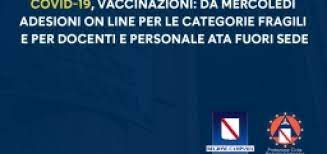 Attualmente sono poco più di ventimila. Regione Campania Covid 19 Vaccinazioni Da Oggi Adesione On Line Per Le Categorie Fragili E Per Docenti E Personale Ata Fuori Sede Comune Di Castel San Giorgio