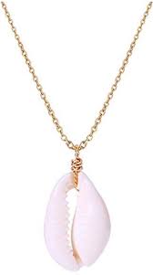 Amazon Com Potessa Natural Cowrie Shell Pendant Choker Necklace Earrings Set Adjustable 18k Gold Plated Cable C Necklace Cowrie Shell Handmade Jewelry Display