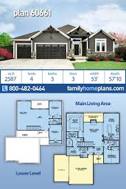 Plan 60661 Basement House Plans Craftsman House Plans One Level House Plans