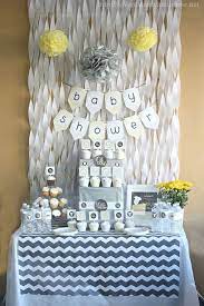 Gray Yellow Baby Shower Decorating Ideas Baby Shower Yellow Baby Shower Theme Decorations Baby Shower Decorations