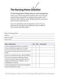 Medicare Nursing Home Checklist For Caregivers Nursing Home Checklist Nurse