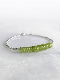 Peridot Bead Bracelet August Birthstone Gift Idea Natural Green Gemstone Jewelry Peridot Bracelet Natural Crystals Jewelry Green Gemstones Jewelry