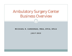 ambulatory surgery center business overview