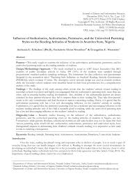 Parents news now brings you the latest parenting news, from kids health and development, to trending topics related to moms, dads, safety, education and family. Pdf Influence Of Authoritative Authoritarian Permissive And The Uninvolved Parenting Styles On The Reading Attitudes Of Students In Anambra State Nigeria