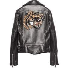 Gucci Tiger Leather Jacket 6 300 Liked On Polyvore Featuring Outerwear Jackets Coats Jackets C Gucci Jacket Fur Leather Jacket Custom Leather Jackets