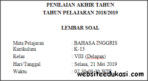 Soal uas/pas/ukk bisa anda gunaka sebagai referensi dalam belajar untuk mempersiapkan diri dalam menghadapi uas/pas/ukk bahasa inggris smp/mts. Soal Pat Ukk Bahasa Inggris Kelas 8 K13 Terbaru Portal Pendidikan