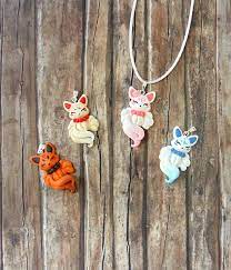 Nine Tailed Fox Kitsune Necklace Polymer Clay Jewelry