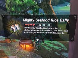 It can be cooked over a cooking pot and requires specific ingredients to make. Zelda Breath Of The Wild Dinner With Salmon Meuniere Seafood Rice Balls Dubious Food And Egg Pudding Album On Imgur